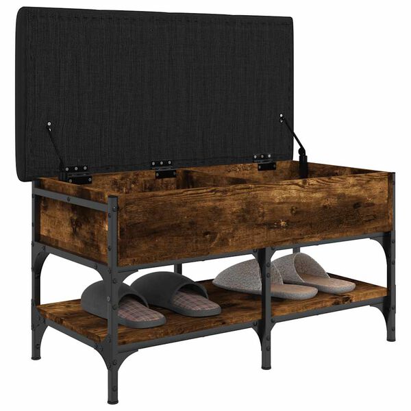 vidaXL Bancă de pantofi, stejar fumuriu, 82x42x45 cm, lemn prelucrat
