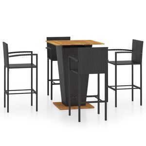 vidaXL Set mobilier bar de grădină, 5 piese, negru