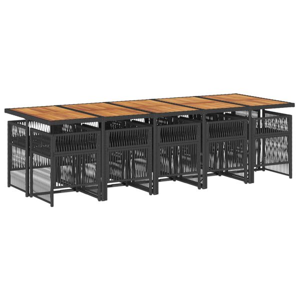 vidaXL Set mobilier de exterior cu perne, 11 piese, negru, poliratan