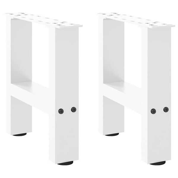 vidaXL Picioare pentru măsuță de cafea, albe, 2 buc., 30x(30-31) cm, oțel