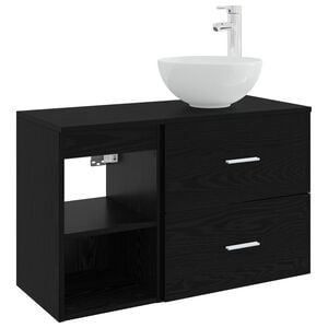 vidaXL Set de mobilier pentru baie 2 buc. Stejar Negru Lemn prelucrat