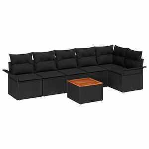 vidaXL Set de canapele pentru grădină 7 pcs Negru poliratan