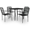 vidaXL Set mobilier de grădină, 5 piese, negru, fr&acirc;nghie bumbac & oțel