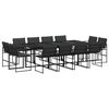 vidaXL Set mobilier de grădină, 13 piese, cu perne, negru, textilenă