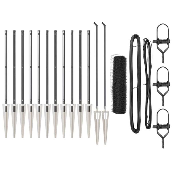 vidaXL St&acirc;lp de gard. Gri 25 x 0,4 m (plasă de 36 mm) Oțel și PVC