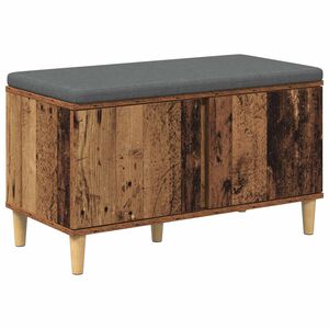 vidaXL Bancă pentru hol cu pernă cu ușă Lemn vechi 80 x 38 x 46 cm