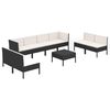 vidaXL Set mobilier de grădină cu perne, 9 piese, negru, poliratan