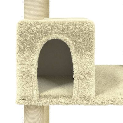 vidaXL Ansamblu pisici cu stâlpi din funie de sisal, crem, 141 cm