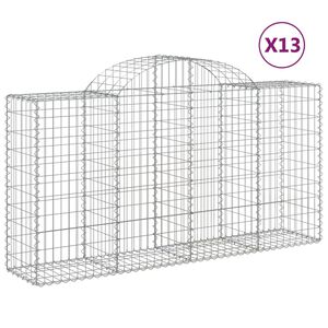 vidaXL Coșuri gabion arcuite 13 buc, 200x50x100/120cm, fier galvanizat