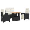 vidaXL Set mobilier de grădină cu perne, 4 piese, negru, poliratan