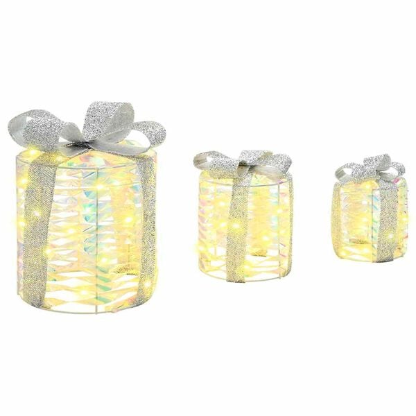 vidaXL Decorațiune Cutie Cadou 3 pcs Alb cald 20 x 20 x 20 cm PET