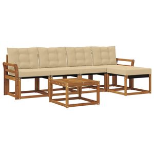 vidaXL Set de canapele de exterior cu pernă 6 pcs Natural și Bej