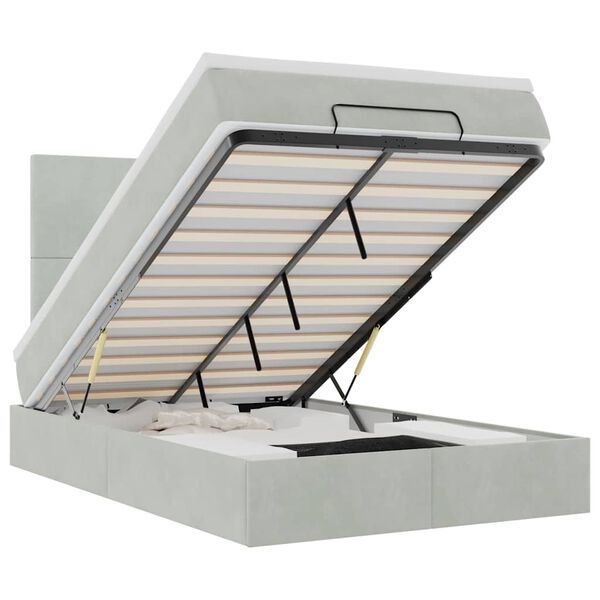 vidaXL Cadru de pat otoman cu saltele Gri deschis 120x190cm catifea