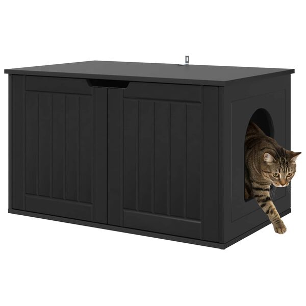 vidaXL Casa pentru pisici Negru 85 x 55 x 50,5 cm Lemn compozit