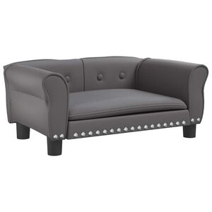 vidaXL Pat de c&acirc;ini, gri, 70x45x30 cm, piele ecologică