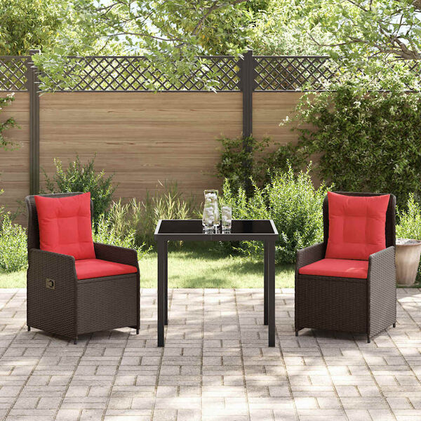vidaXL Set de masă pentru grădină 3 pcs Maro Rattan poli