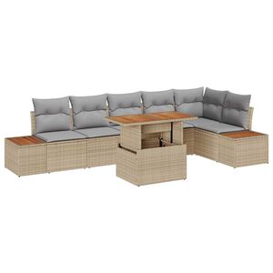 vidaXL Set de canapele pentru grădină 7 pcs Bej Rattan poli