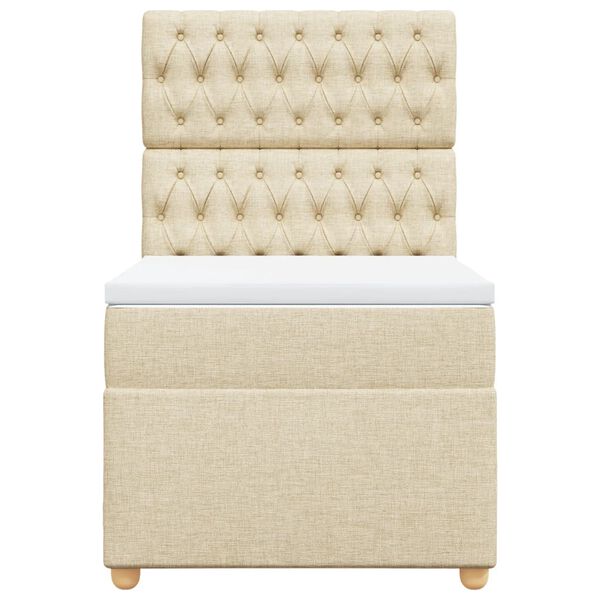 vidaXL Pat box spring cu saltea, crem, 90x190 cm, textil