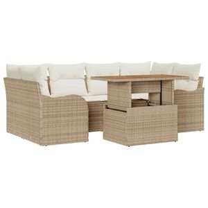 vidaXL Set de canapele pentru grădină 7 pcs Bej Rattan poli