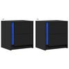 vidaXL Noptiere cu lumini LED, 2 buc., negru, lemn prelucrat
