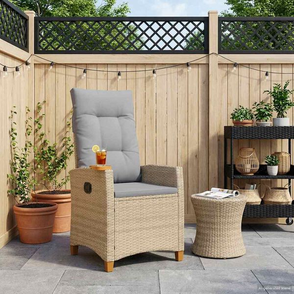 vidaXL Scaun reclinabil cu placă pentru ceai cu pernă 62 x 64 x 112 cm