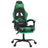 vidaXL Scaun de gaming pivotant/suport picioare negru/verde piele eco