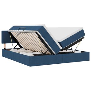 vidaXL Pat cu LED și saltea albastru 180 x 200 cm Țesătură