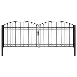 vidaXL Poartă de gard ASSEN Ușă dublă cu blat arcuit din oțel 400x150 cm