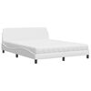 vidaXL Pat cu saltea, Dover, alb, 160x200 cm, piele ecologică