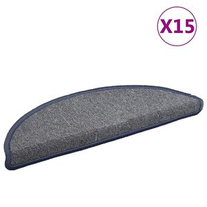 vidaXL Covorașe pentru scări, 15 buc., 56x17x3 cm, gri deschis și albastru, semirotunde