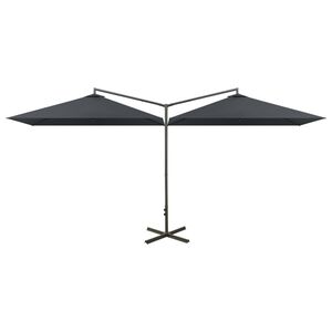 vidaXL Umbrelă de soare dublă cu st&acirc;lp din oțel, antracit, 600x300 cm