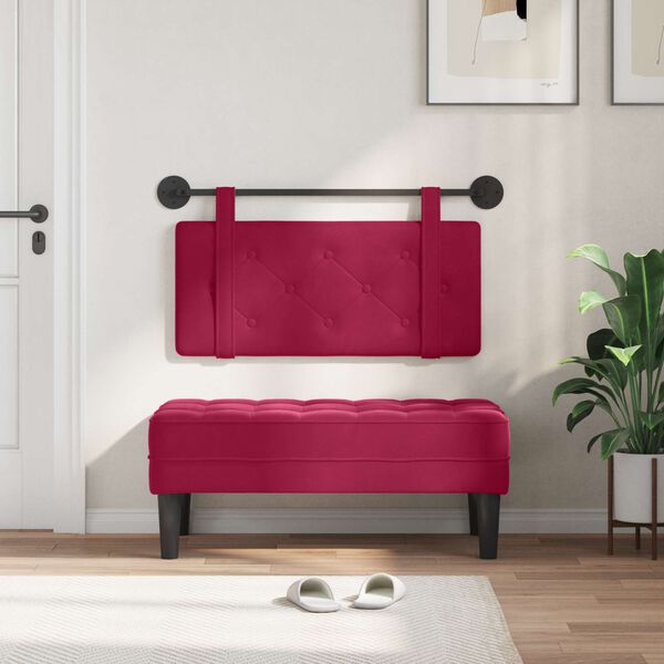 vidaXL Cap de pat suspendat Pe perete Roșu Vin 90 x 55 x 5 cm Catifea