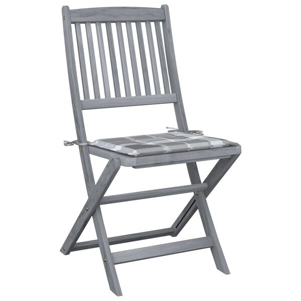 vidaXL Scaune pliabile de exterior cu perne, 4 buc., lemn masiv acacia