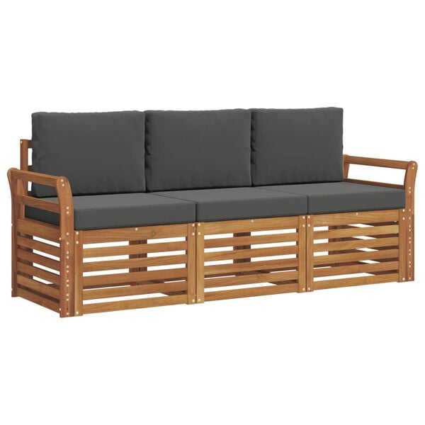 vidaXL Seturi de canapele cu pernă 3 pcs Natural și Antracit