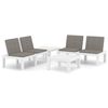 vidaXL Set mobilier de grădină cu perne, 4 piese, alb, plastic