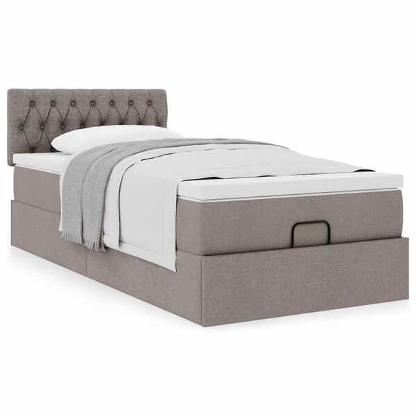 vidaXL Cadru de pat otoman cu saltea Taupe 80x200cm Material