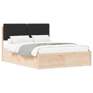 vidaXL Cadru de pat cu tăblie tapițată cu headboard Negru 140 x 190 cm