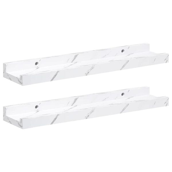vidaXL Raft de perete 2 pcs Marmură albă 40 x 9 x 3 cm Lemn compozit