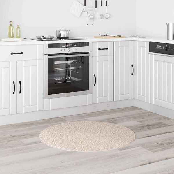 vidaXL Covor Shaggy Antiderapant Crem 90 x 90 cm PP