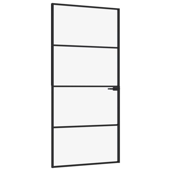 vidaXL Ușă de interior negru 93x201,5 cm sticlă securiz./aluminiu slim