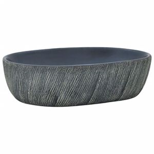 vidaXL Lavoar de blat, negru și gri, 47x33x13 cm, ceramică, oval