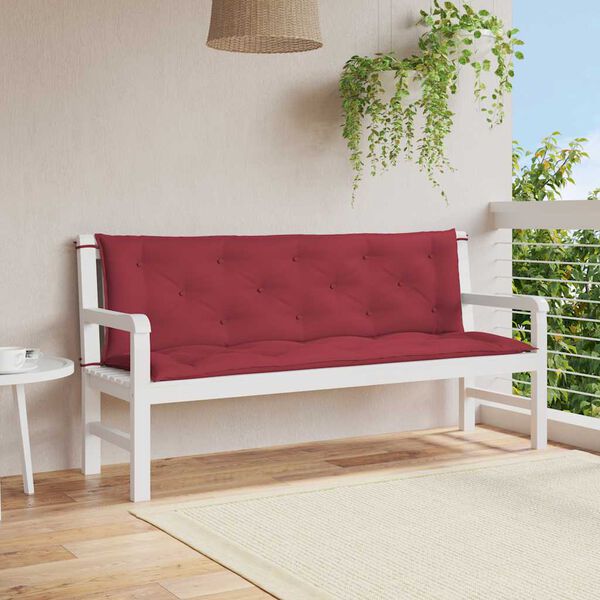 vidaXL Pernă bancă de grădină roșu vin, 150x(50+50)x7cm, textil oxford