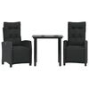 vidaXL Set mobilier de grădină cu perne, 3 piese, negru, poliratan