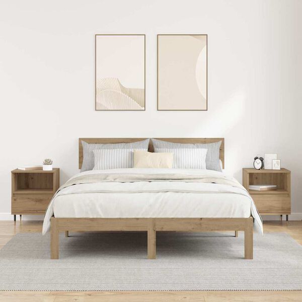 vidaXL Dulap de noapte 2 pcs Stejar Artizanal 40 x 35 x 50 cm