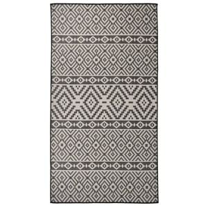 vidaXL Covor de exterior, dungi negre, 80x150 cm, țesătură plată