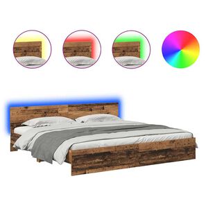 vidaXL Cadru de pat cu headboard Lemn Vechi 200 x 200 cm Lemn compozit