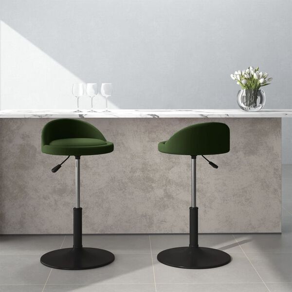 vidaXL Scaune de bucătărie pivotante, 2 buc., verde &icirc;nchis, catifea