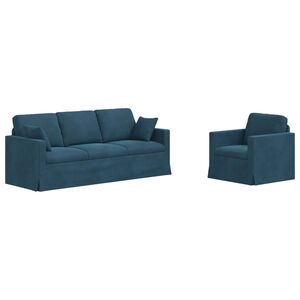 vidaXL Set de canapea 2 buc. albastru Catifea