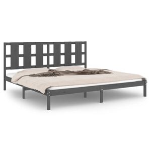 vidaXL Cadru de pat, gri, 200x200 cm, lemn masiv de pin