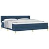 vidaXL Pat cu arcuri cu headboard albastru 200 x 200 cm țesătură